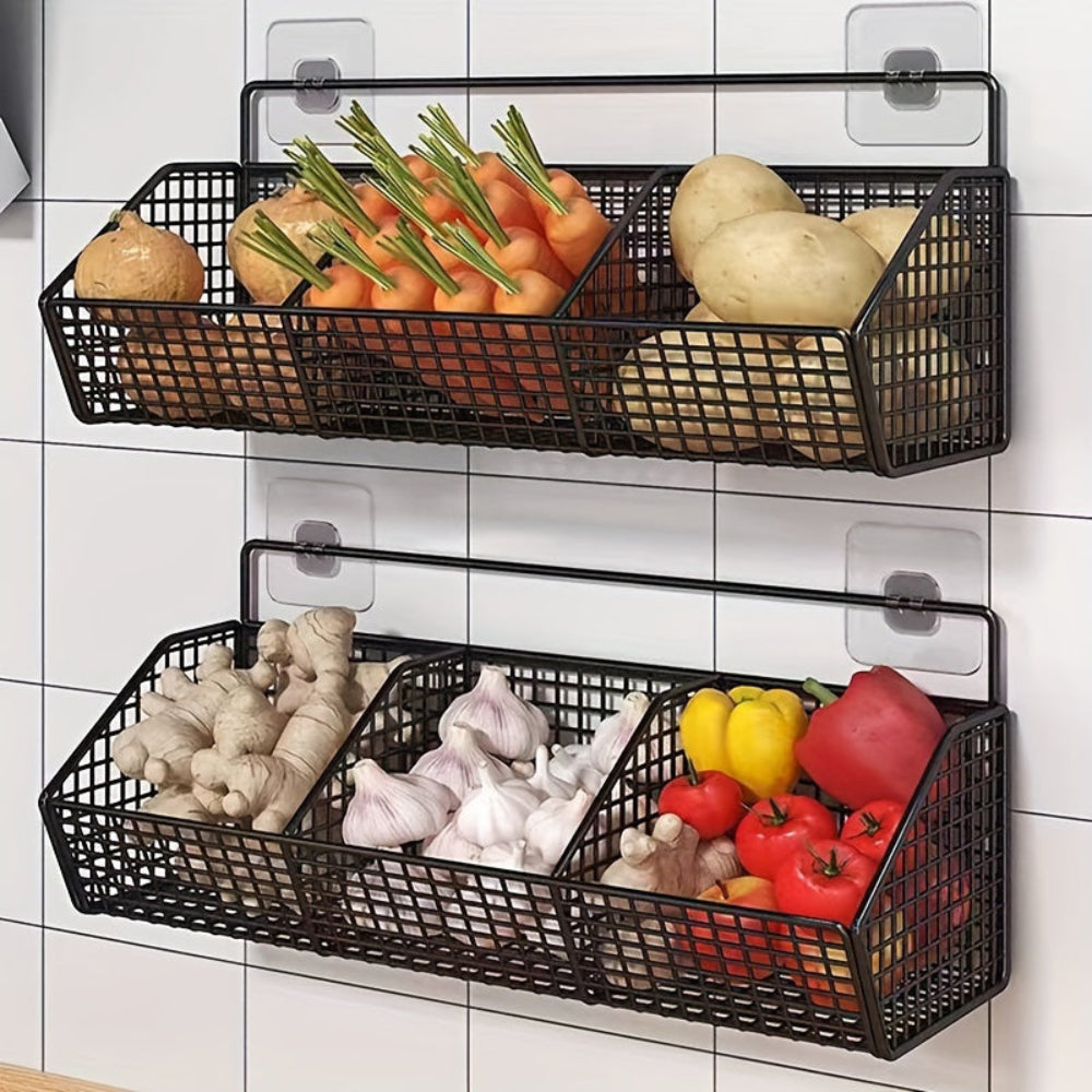 Wall-Mounted Stainless Steel Storage Basket for Kitchen Organization – Breathable Wire Container, 36 x 15 cm 1