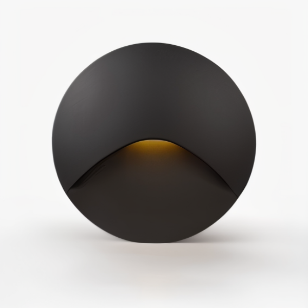 Black spherical wall light on a white background