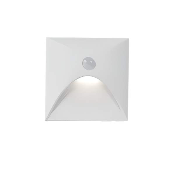 Square wall light with a motion sensor on a white background