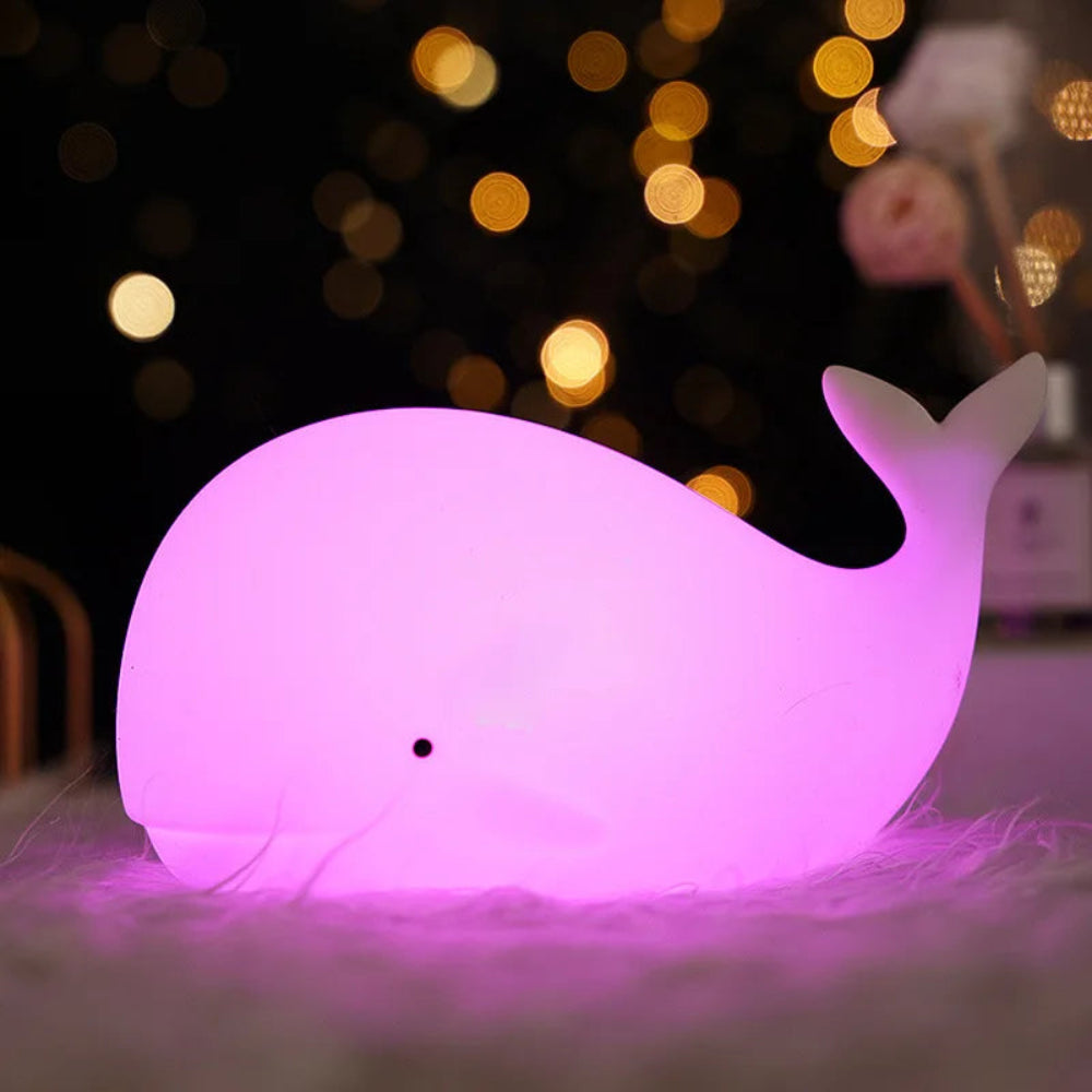 Whale-Shaped LED Night Light for Kids – Soft Rechargeable Portable Night Light with 8 Color Options 2