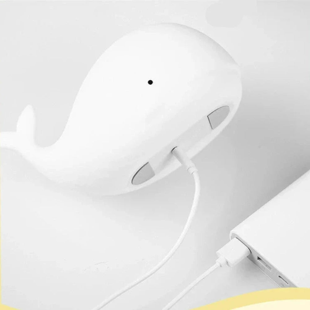 Whale-Shaped LED Night Light for Kids – Soft Rechargeable Portable Night Light with 8 Color Options 4
