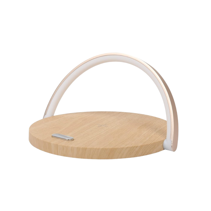 Wooden tray with a white handle on a white background