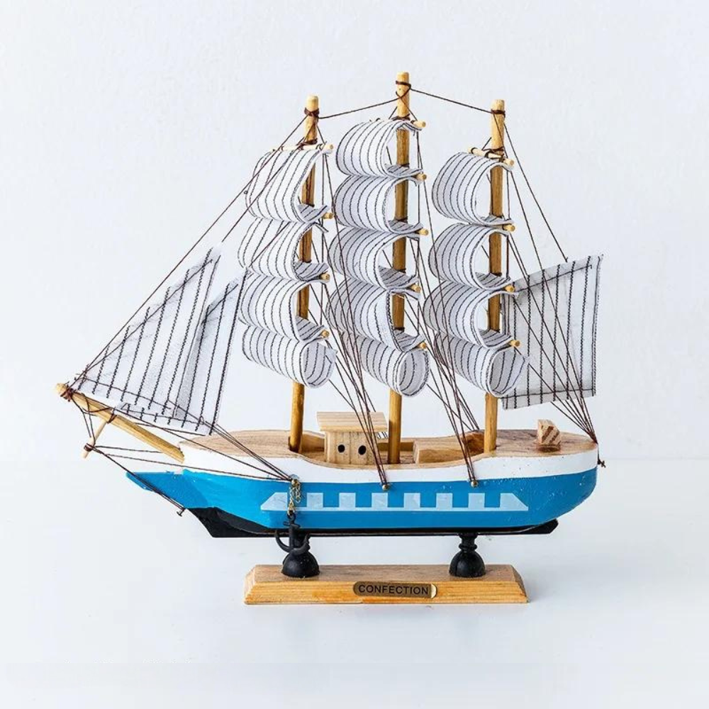 Wooden Sailboat Sculpture with LED Light – Nordic Home Decor Accent for Room Decor, Battery Operated Ambient Lighting 6
