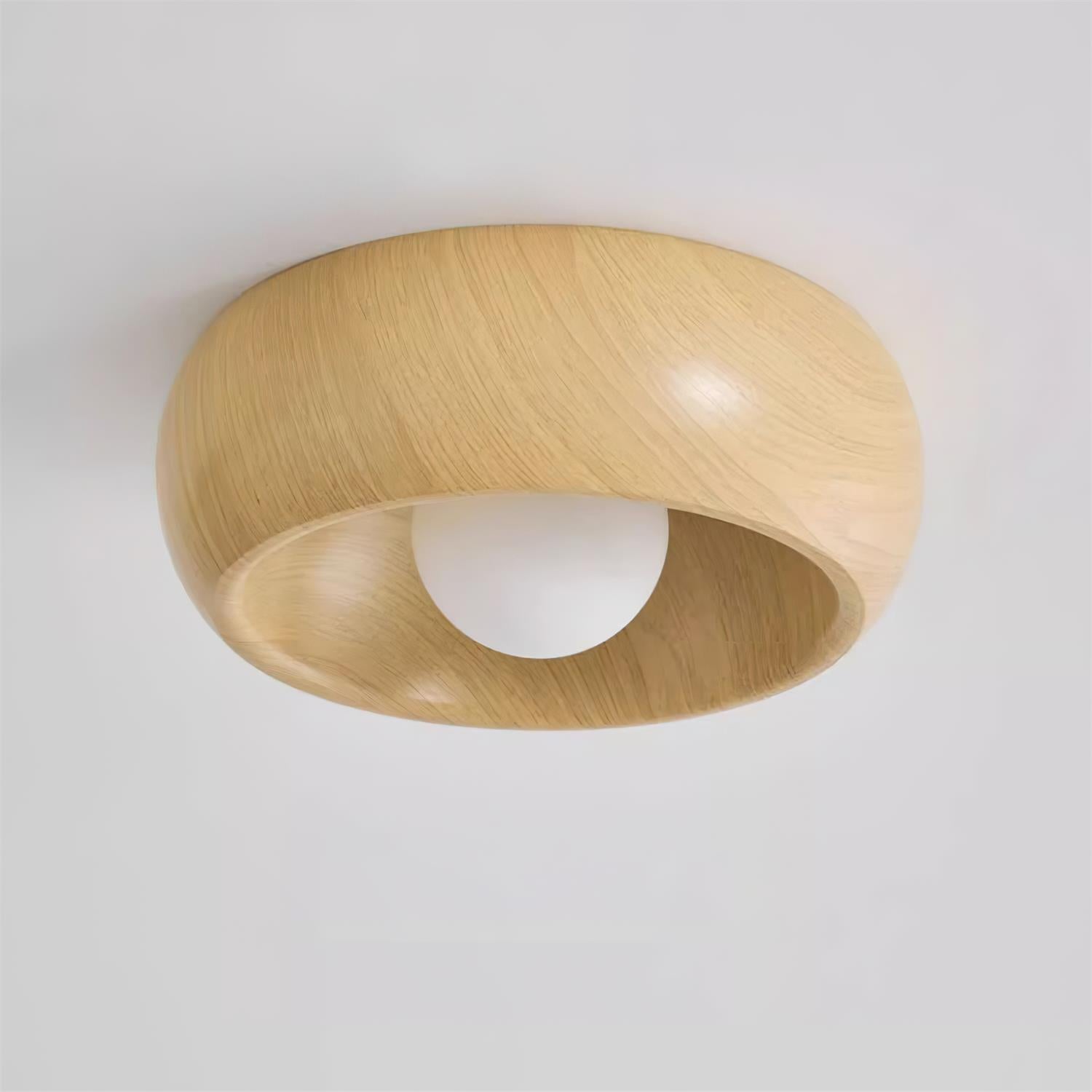 Wooden ceiling light fixture on a white background
