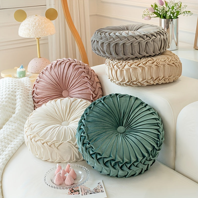Round Velvet Pumpkin Cushion – Soft Plush Decorative Pillow for Sofa, Chair & Bedroom – Washable Home Accent