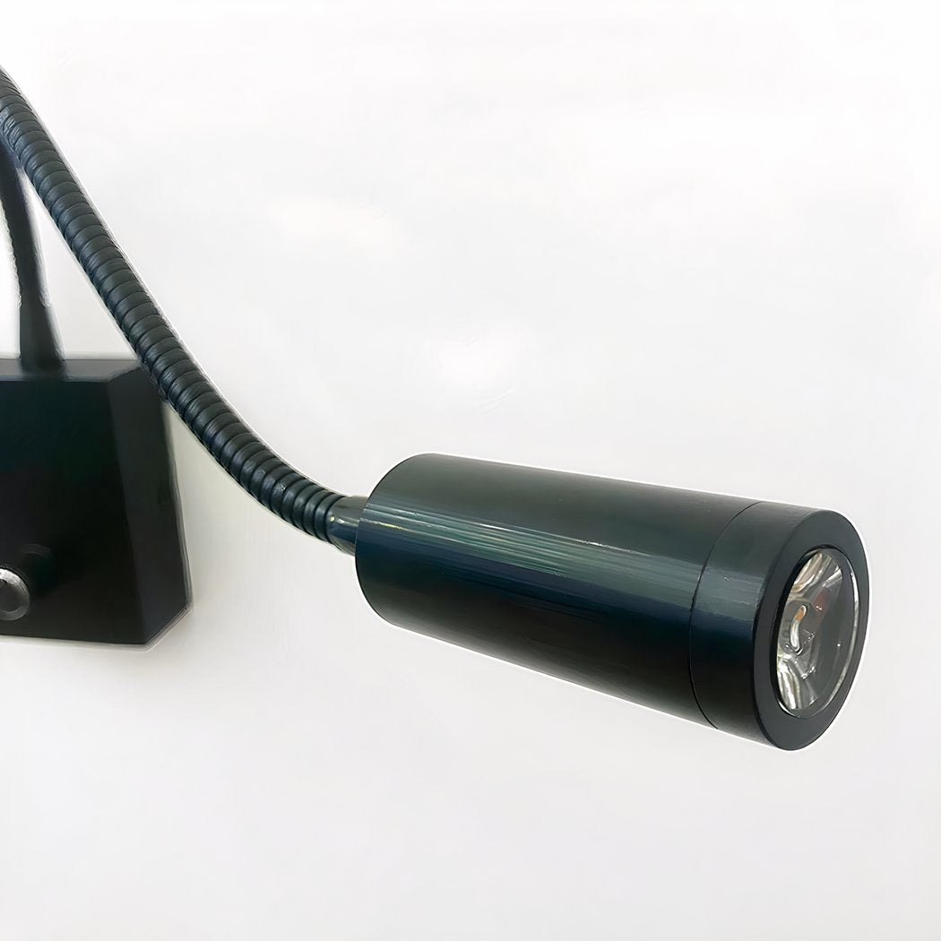 Black flexible neck light on a white background