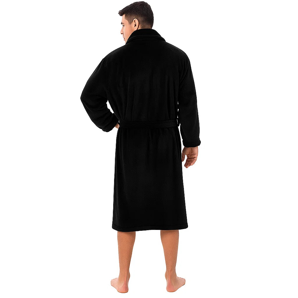 Man wearing a black robe on a white background