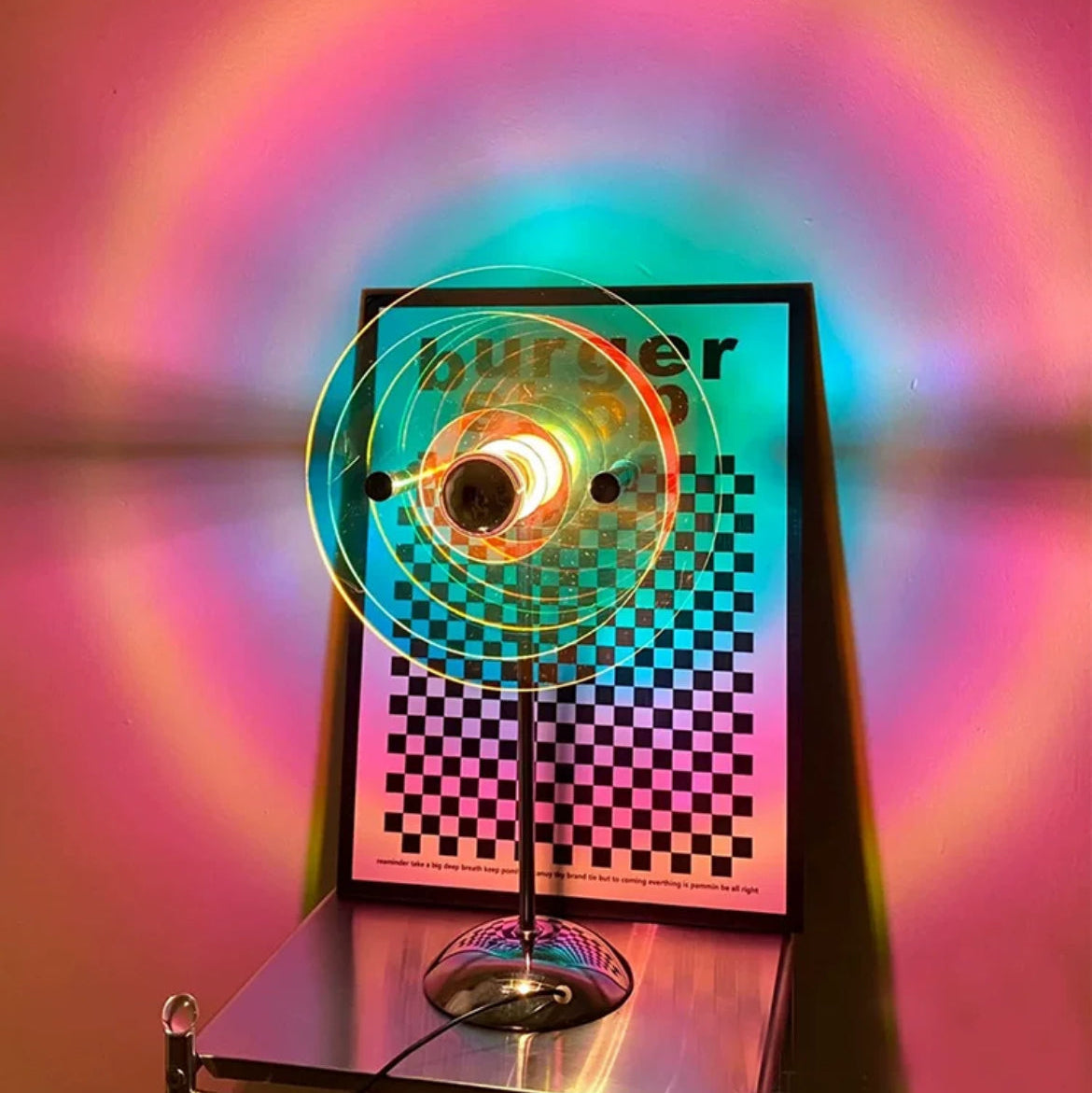 inspired retro lamp with modern LED lighting for 80s vintage decor
