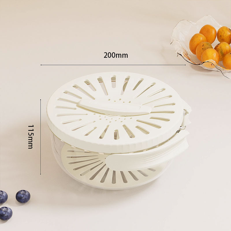 White kitchen tool with measurements on a light background