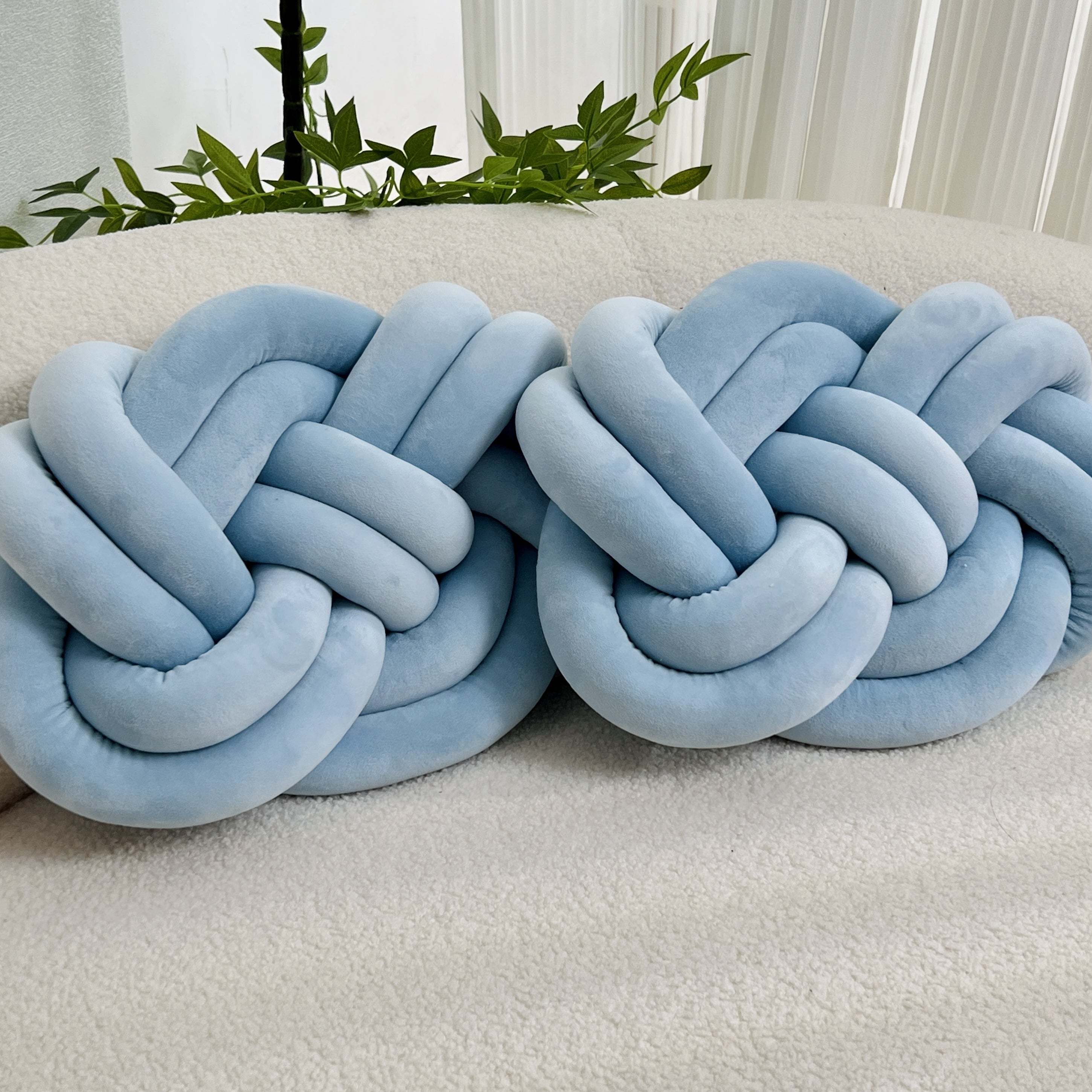 Soft Plush Round Button Cushions – Set of 2 Decorative Pillows for Sofa, Bed & Living Room