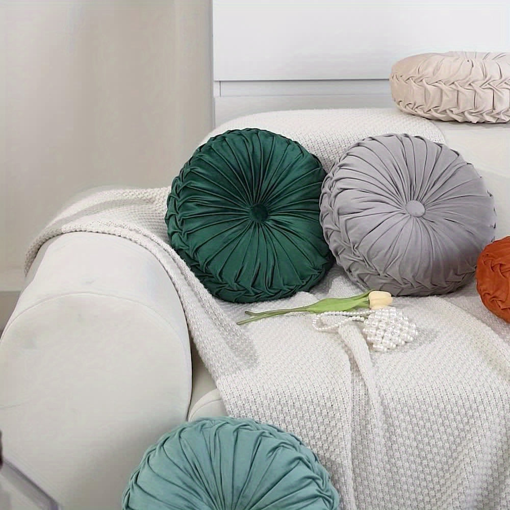 Round Velvet Pumpkin Cushion – Soft Plush Decorative Pillow for Sofa, Chair & Bedroom – Washable Home Accent