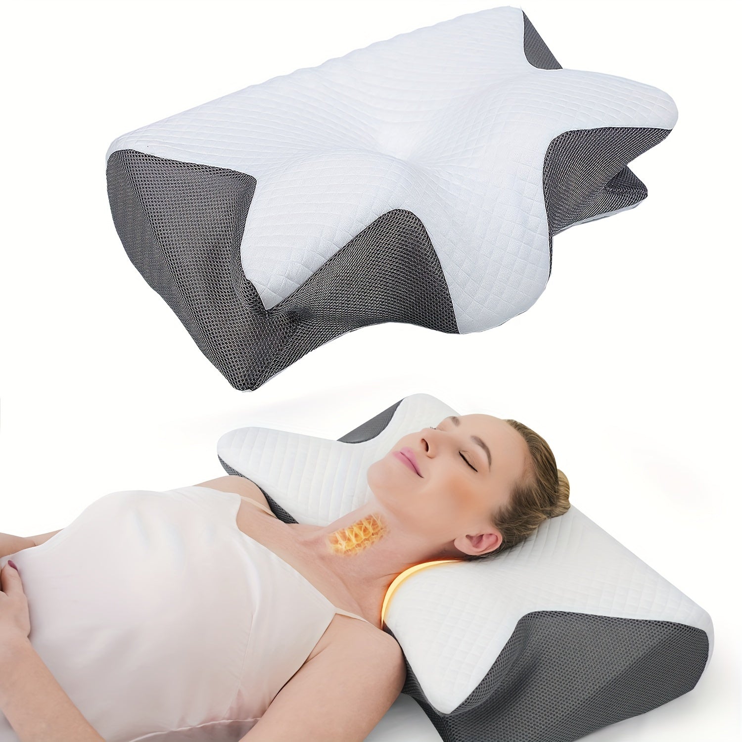 Memory Foam Cervical Pillow – Ergonomic Neck & Shoulder Support for Side, Back & Stomach Sleepers – Adjustable Contour Design