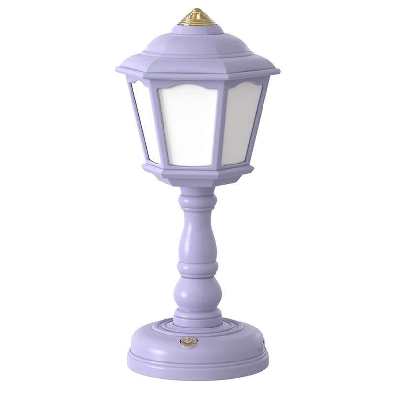 Decorative outdoor lamp with a white glass shade on a white background