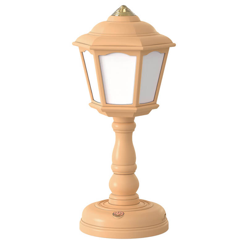 Beige outdoor lamp with white glass on a white background