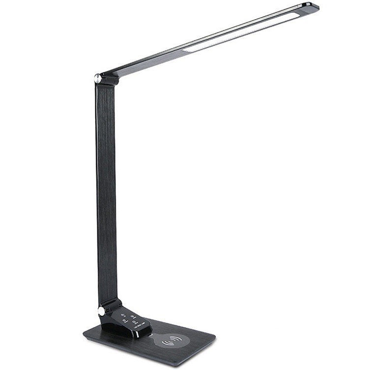 Black LED desk lamp on a white background