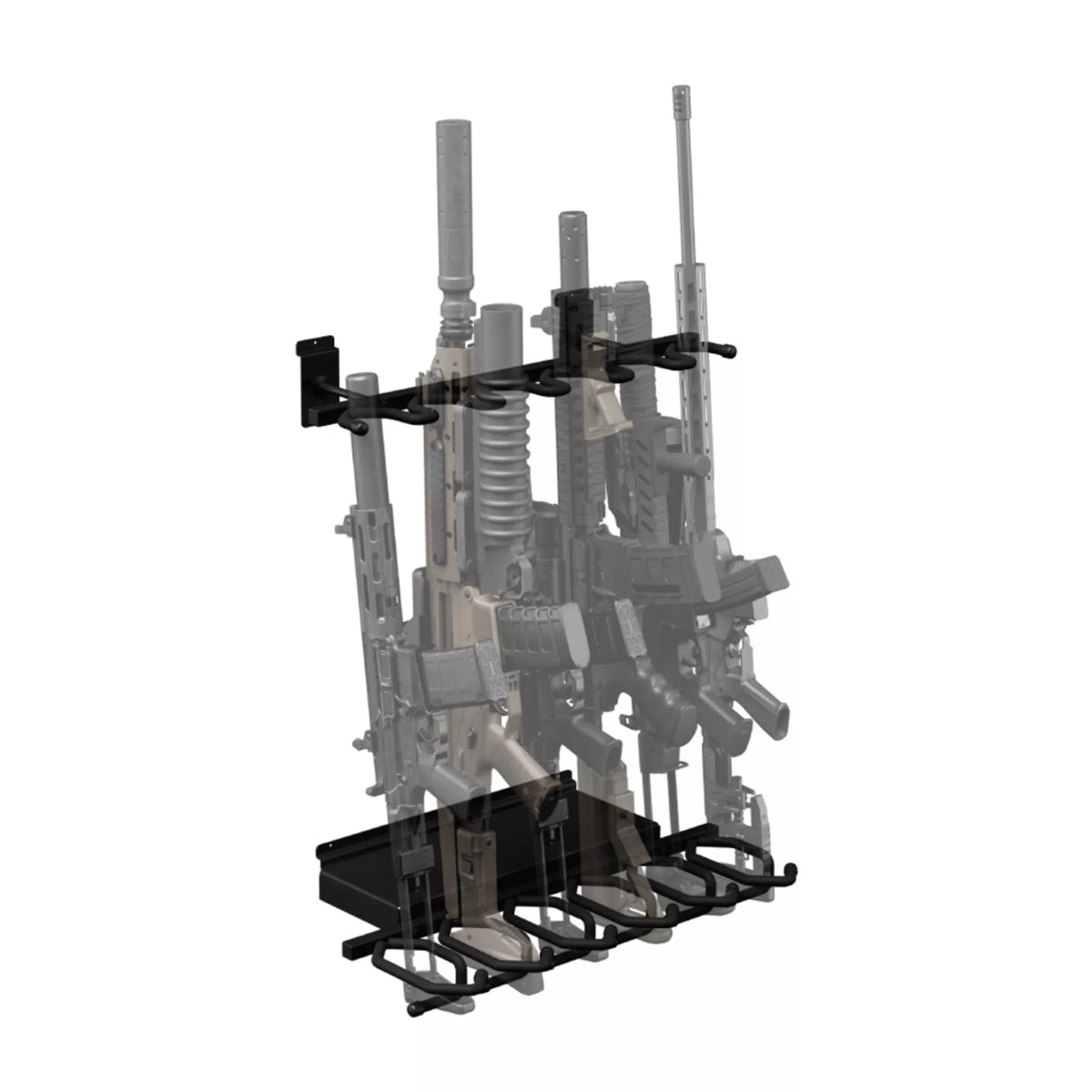HD53 gun rack with multiple gun models on a white background