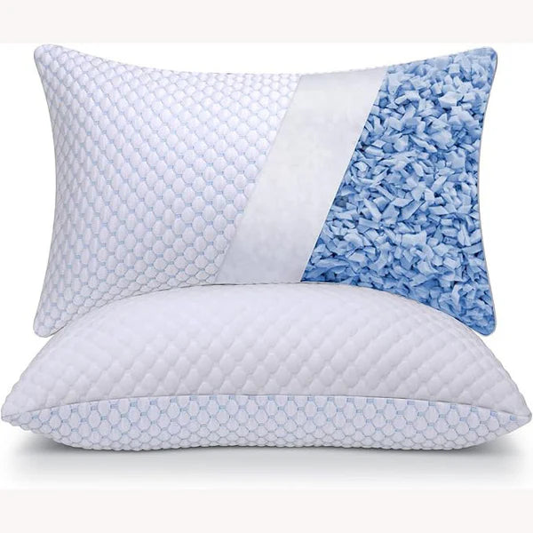Cooling Memory Foam Pillow – Adjustable, Breathable Bamboo Cover for All Sleepers