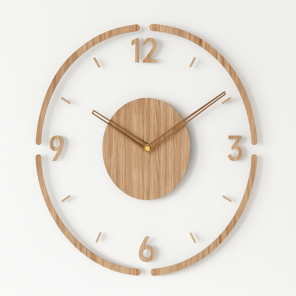 Scandinavian Stylish Solid Wood Wall Clock 14 inch