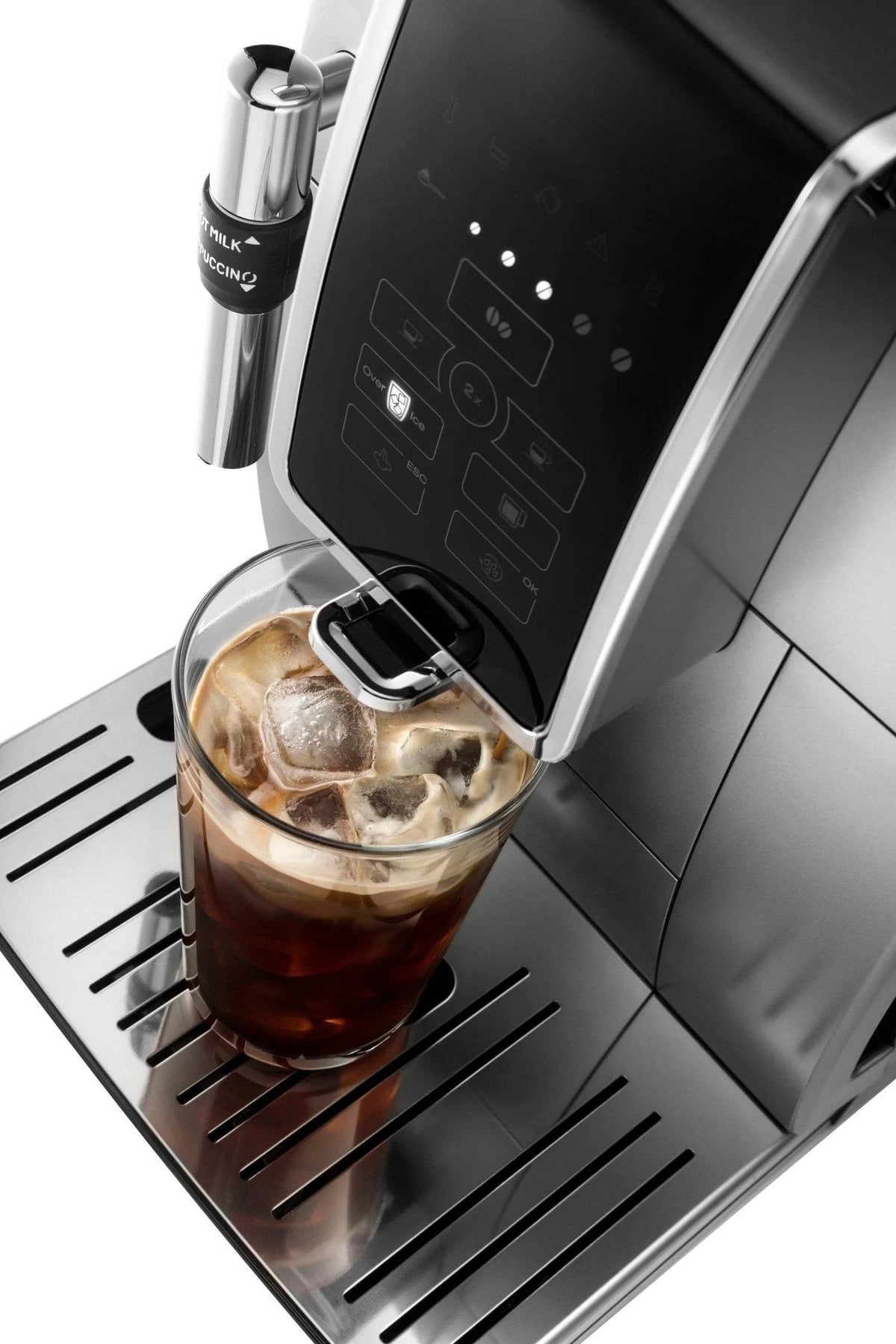 De’Longhi – Dinamica TrueBrew Over Ice Fully Automatic Coffee and Espresso Machine- Chrome and Black