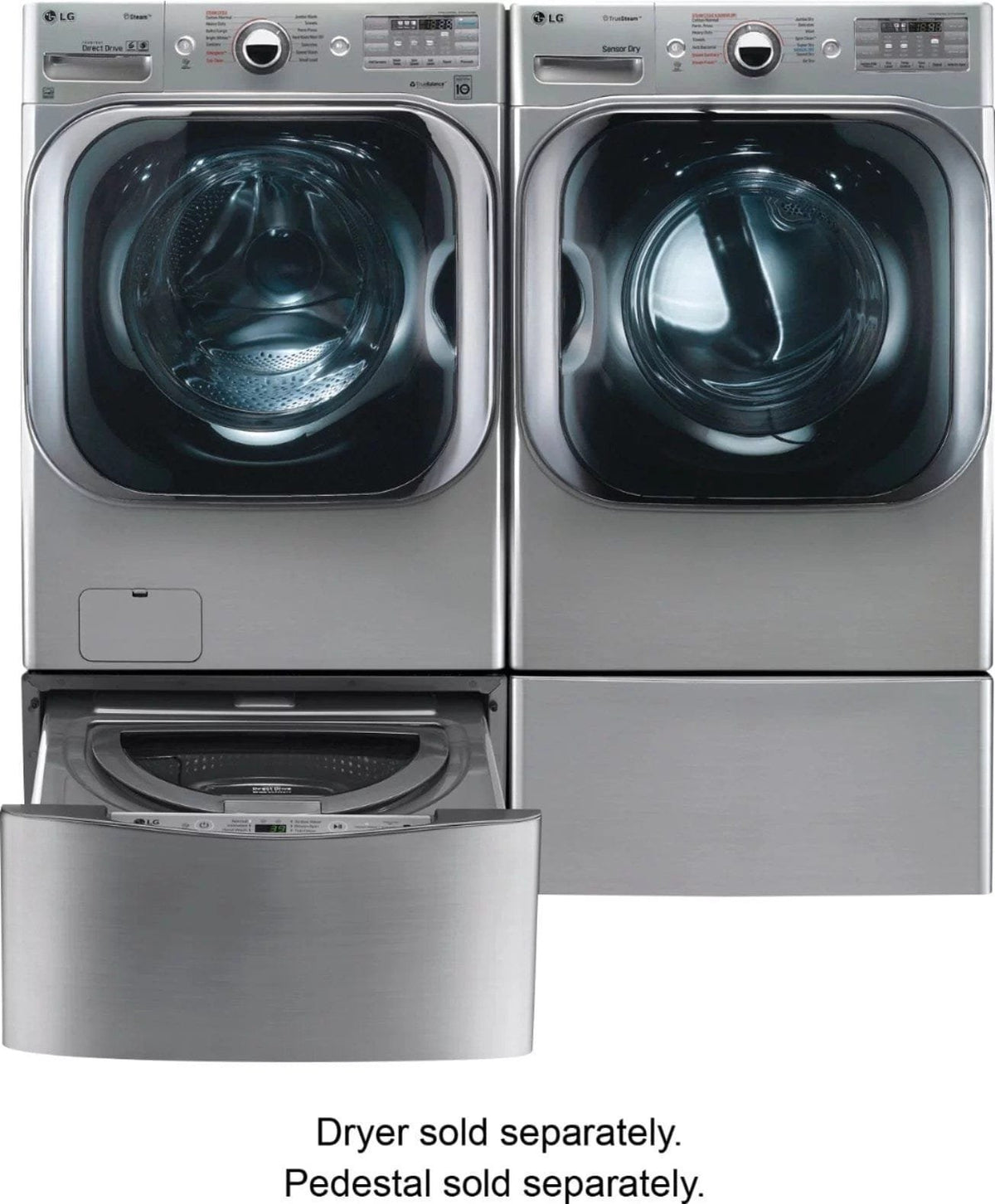 LG – 5.2 Cu. Ft. High Efficiency Front-Load Washer with Steam and TurboWash Technology – Graphite steel
