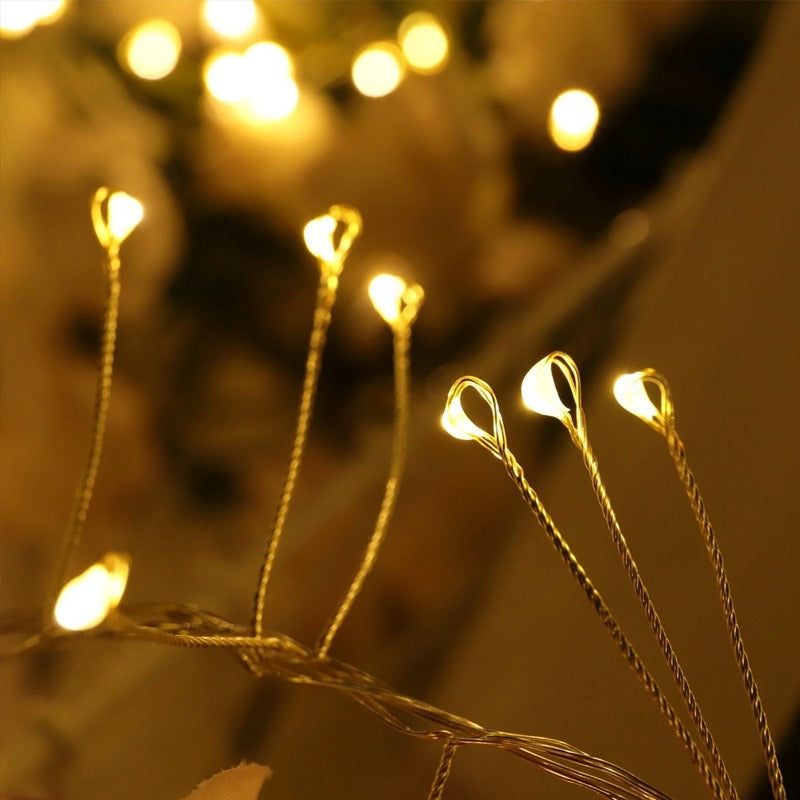 String lights with a warm glow on a blurred background