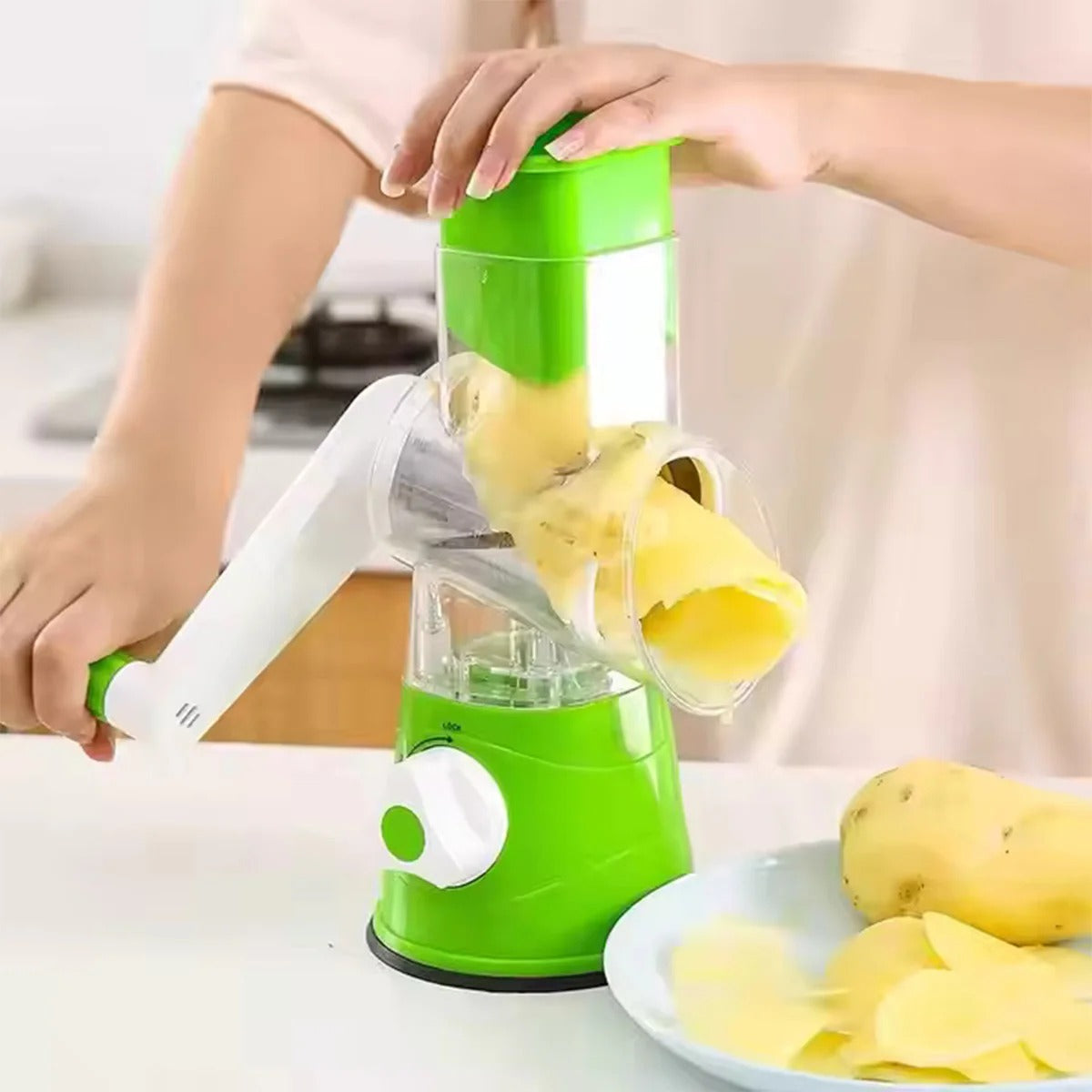 Efficient Vegetable Slicer and Cutter – Versatile Drum Grater for Quick Meal Prep, Easy to Use and Clean 5