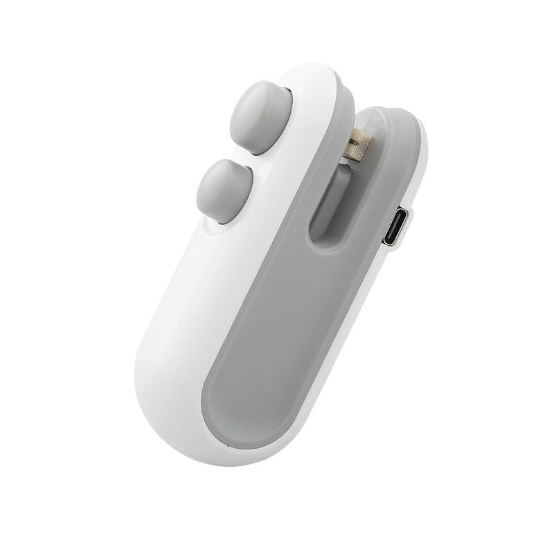 White and gray electronic device on a white background