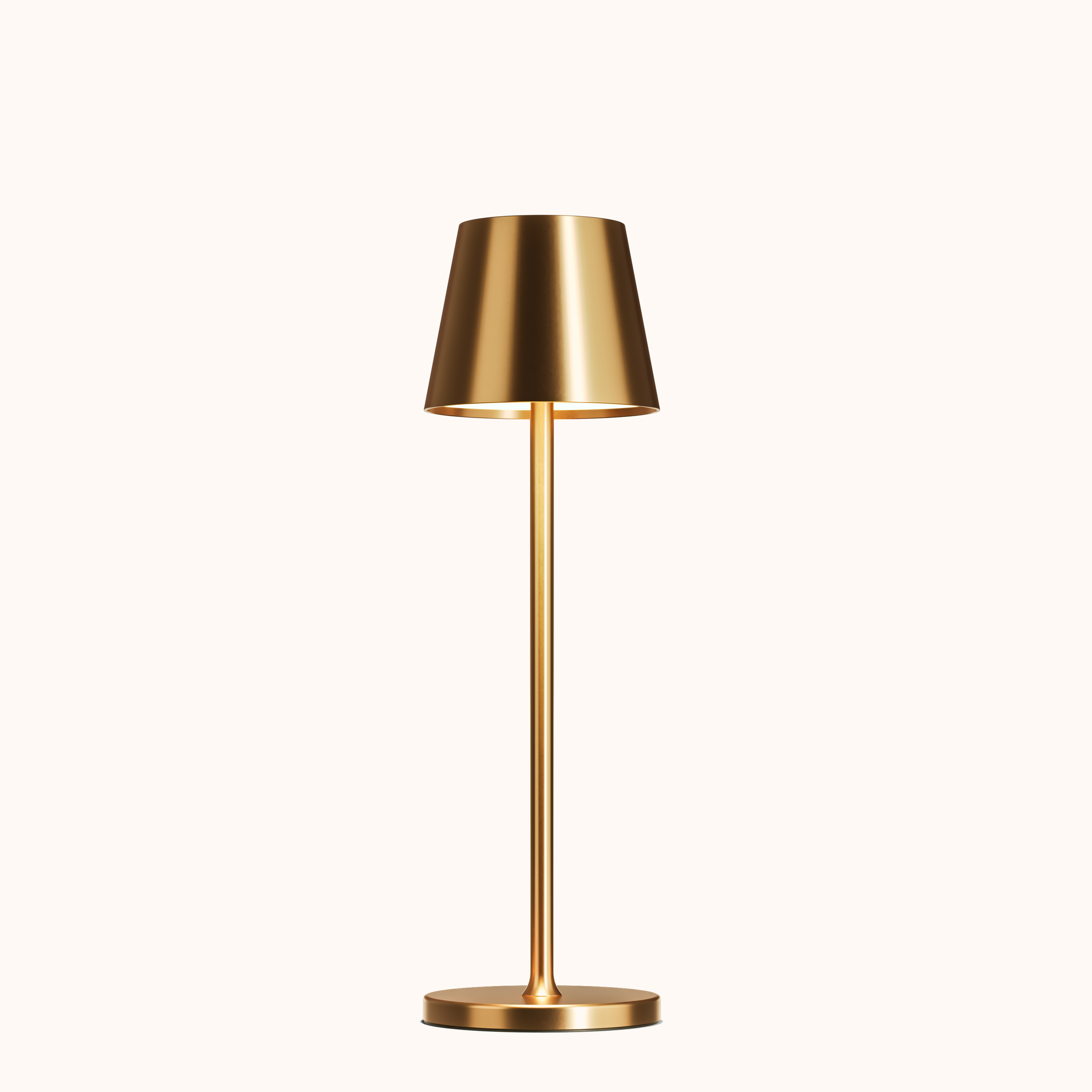 Gold table lamp on a white background