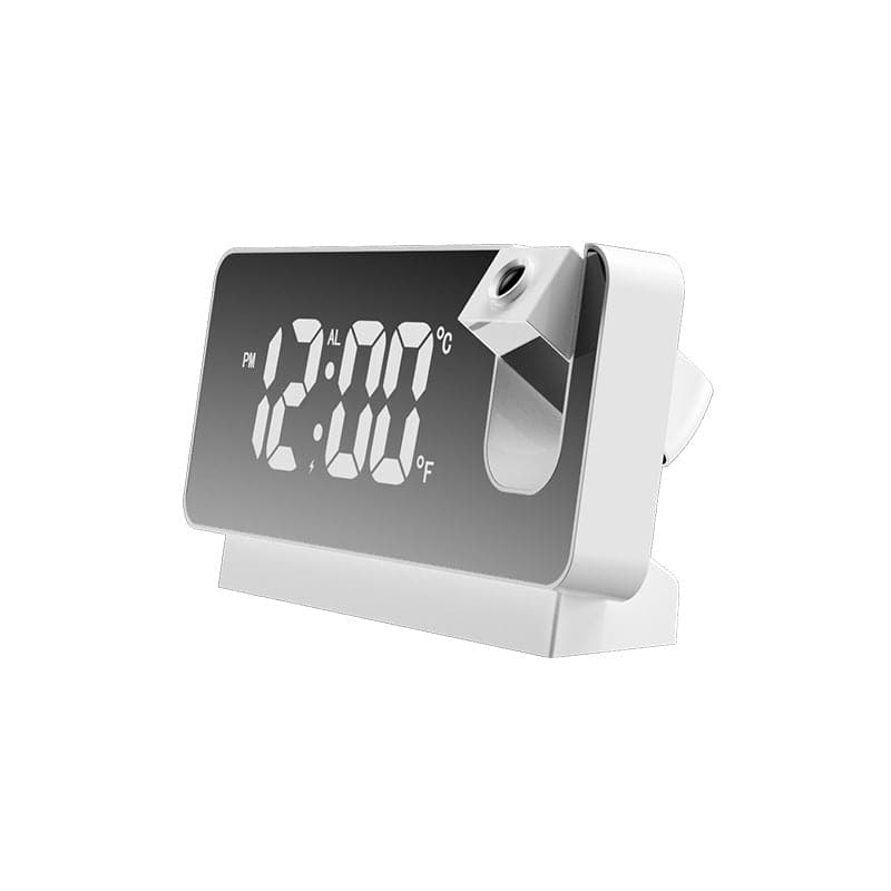 Digital clock with temperature display on a white background