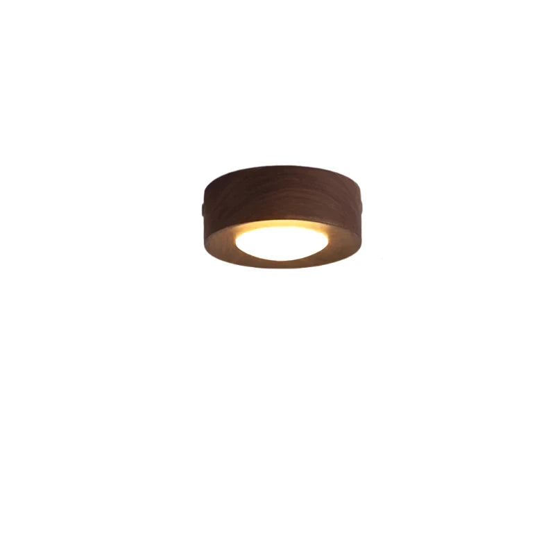 Round brown ceiling light fixture on a white background